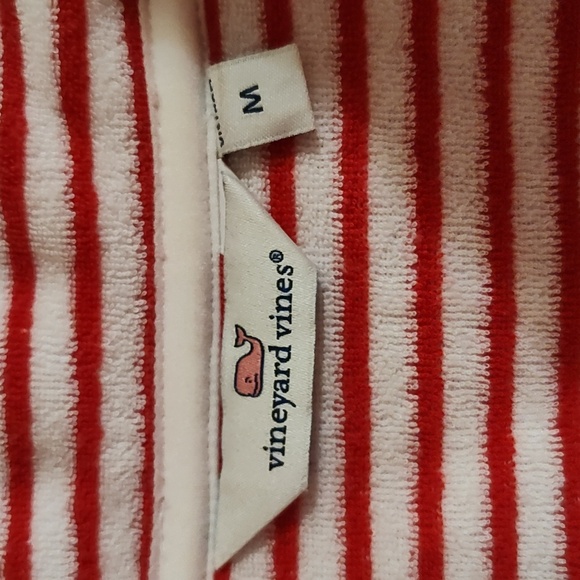Vineyard Vines Martha's Vineyard Terry Shep Shirt Pullover Red White Stripe Med - Picture 10 of 11